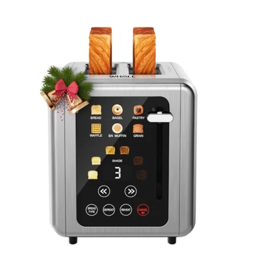 

Touch Screen 2-Slice Digital Toaster with 1.5 Wide Slots 6 Shade Settings 6 Bread Types Memory Function Countdown Timer B