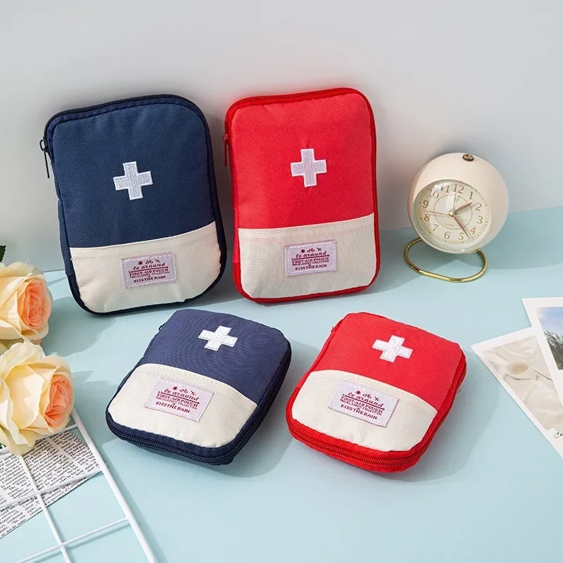 Conjunto de bolsa de medicina portátil, Kit de primeros auxilios bonito, Kits de emergencia médica, organizador, bolsa de almacenamiento de píldoras de medicina para el hogar al aire libre, viaje