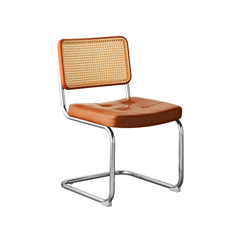 

Nordic Rattan Wrought Iron Home Solid Wood Back Chair Armrest Retro Dining Chair Internet Celebrity