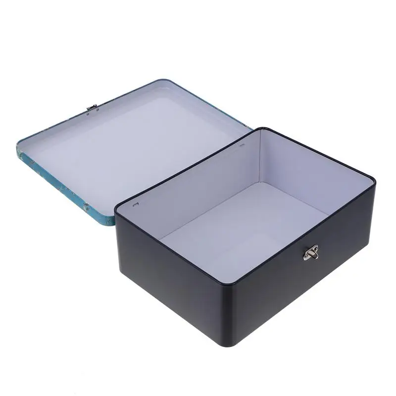 Retro Style Storage Box with Delicate Lock Vintage Pattern Premium Tinplate Organize Clutter and Decorate Your Home