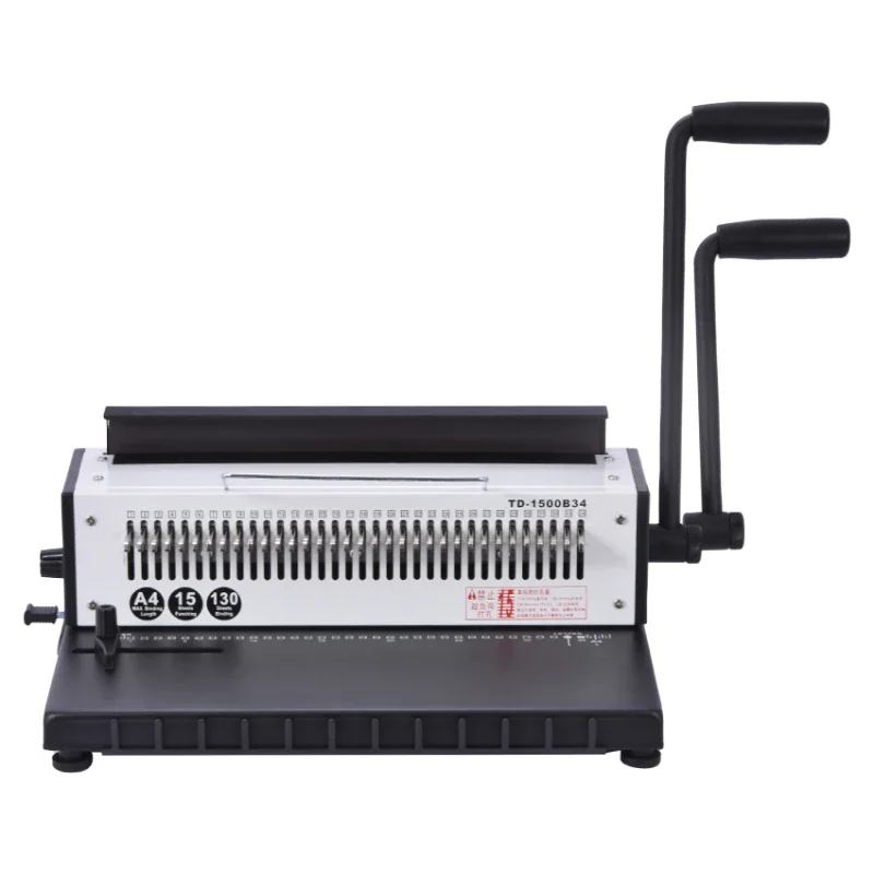 

TD-1500B34 Manual Spiral Wire Binding Machine Metal 34 Punching Hole Square 4*4mm Photo Album A4 Paper Binder Puncher Machine