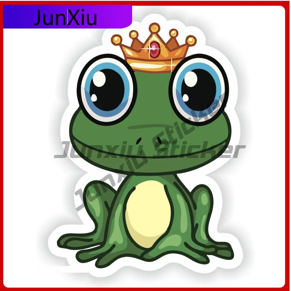 

Cute Frog Smiling Prince King Cartoon Sticker Waterproof Decals Custom Decals Bike Accessories Suv Window Cover Scratch Stickers