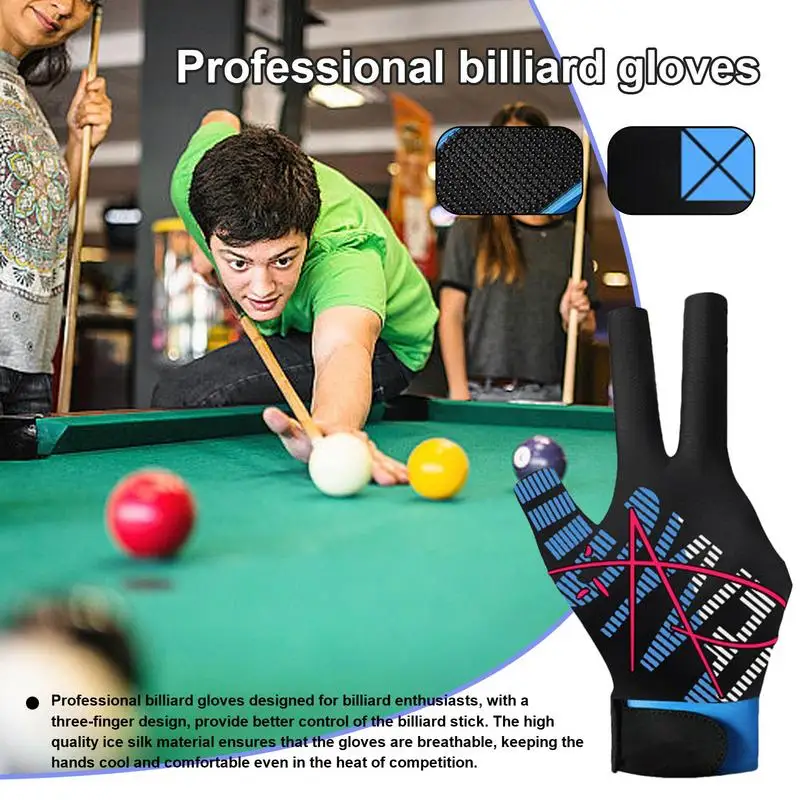 Billiards Pool Cue Gloves Unisex Sport Billiards Three Finger Gloves Half-Finger Design Sports Accessories For Both Male And