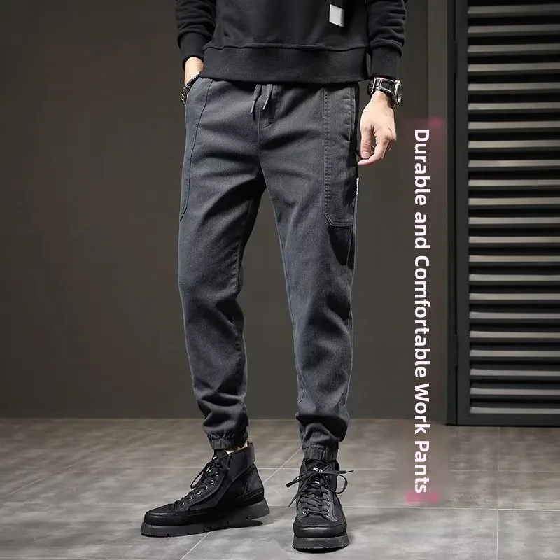 

Свободные хлопковые рабочие брюки, мужские брюки Spor Harlan, весенне-осенние износостойкие повседневные длинные брюки, молодежные брюки