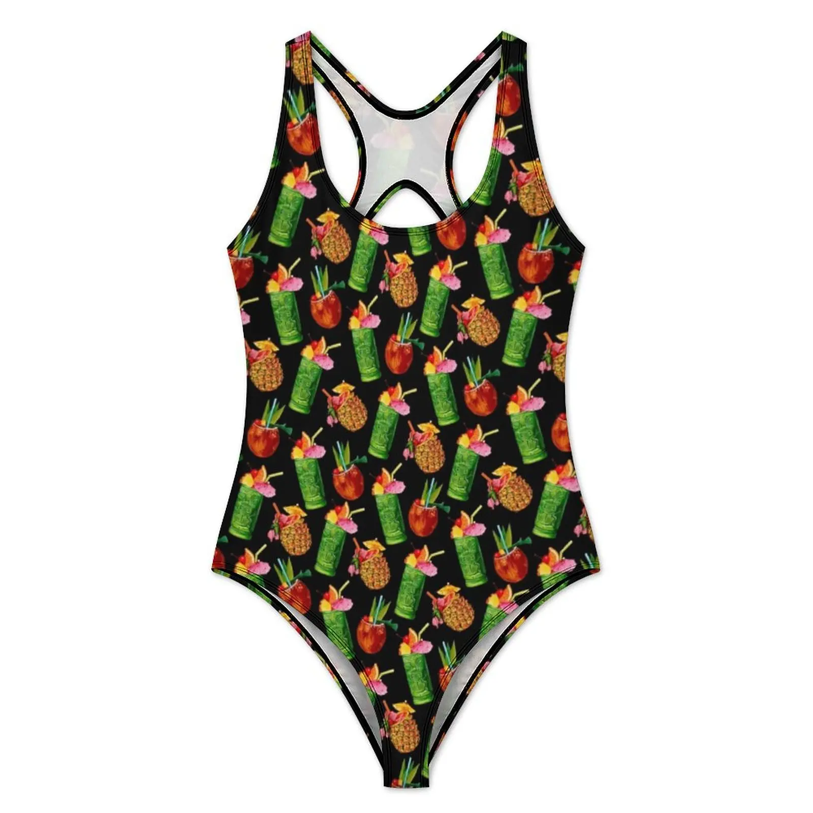 Pineapple Swimsuit Tiki Cocktail Swimwear One Piece Holiday Swim Bodysuit Hollow Out Monokini Women Push Up Sexy Beach Wear