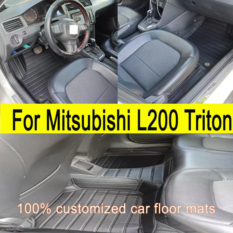 

Автомобильные коврики на заказ для Mitsubishi L200 Triton 2016 2017 2018, авто, роскошные кожаные мужские и женские автомобильные коврики с полным покрытием