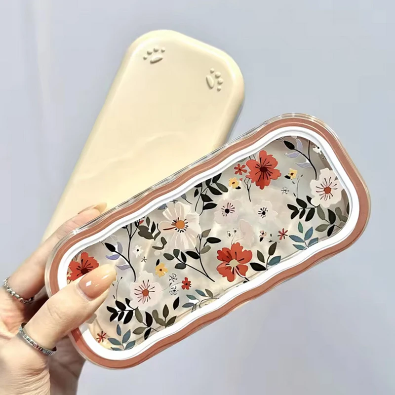 

Full Screen Flower High-value Glasses Case Transparent Portable Anti Pressure Portable Myopia Glasses Storage Box