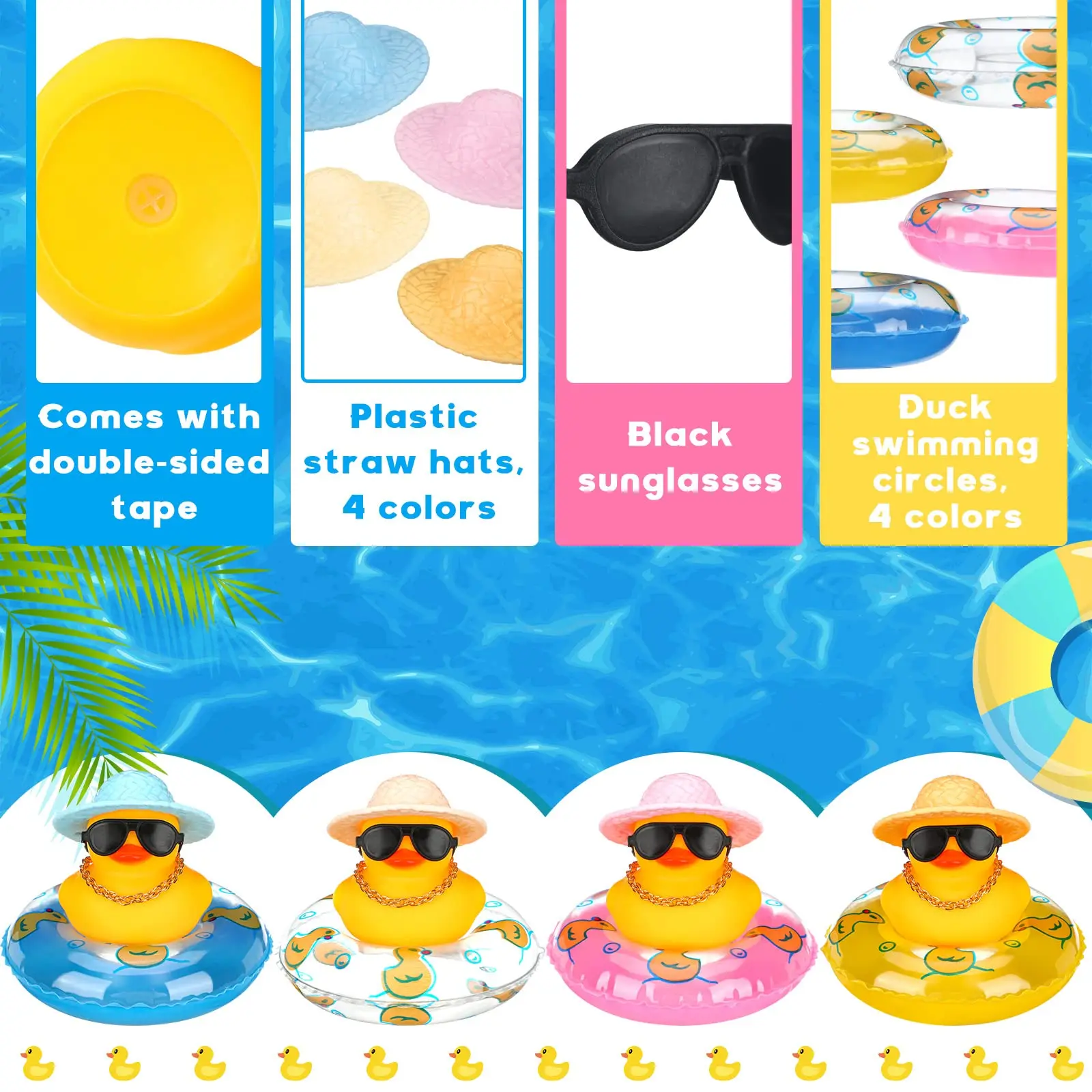 24 Stuks Mini Rubber Eenden Zomer Strand Grappig Rubber Eendje Douche Eenden Speelgoed Voor Baby Shower Zwembad Speelgoed (24 Stuks)