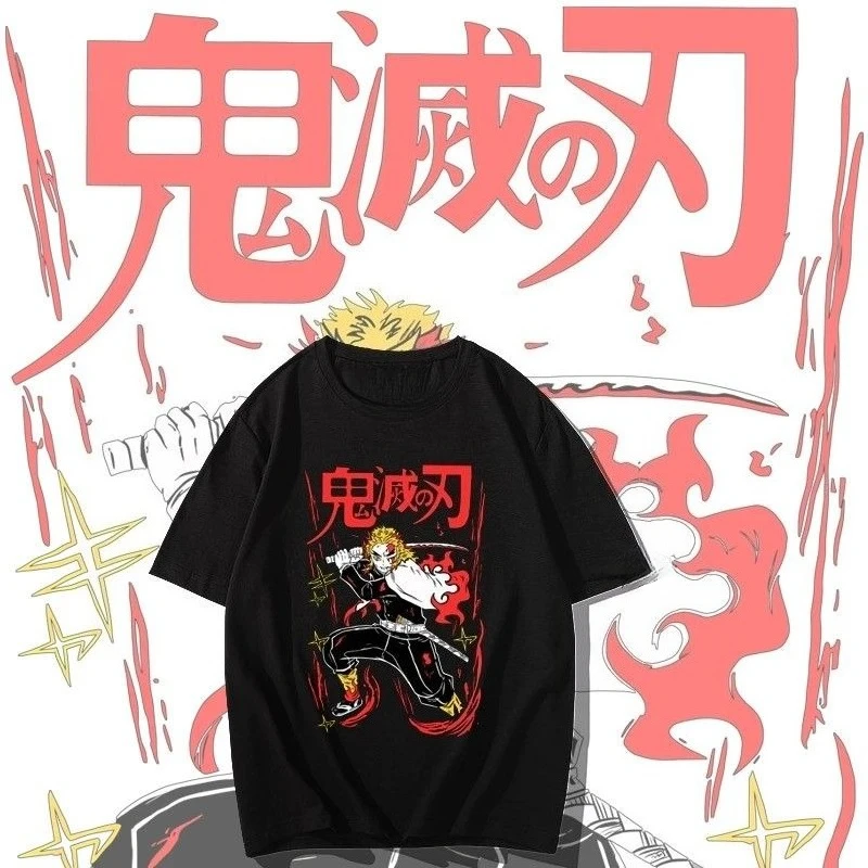 

Ghost Destroyer Blade Short Sleeve Purgatory Apricot Shoulang Male Flame Column Second Dimensional Short Sleeve Peripheral