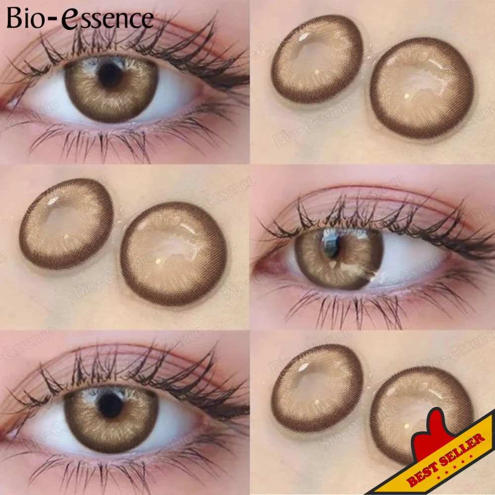 Bio-essence 1 par de lentes de contacto de colores con lentes graduadas para miopía lentes de contacto marrones lentes naturales de alta calidad