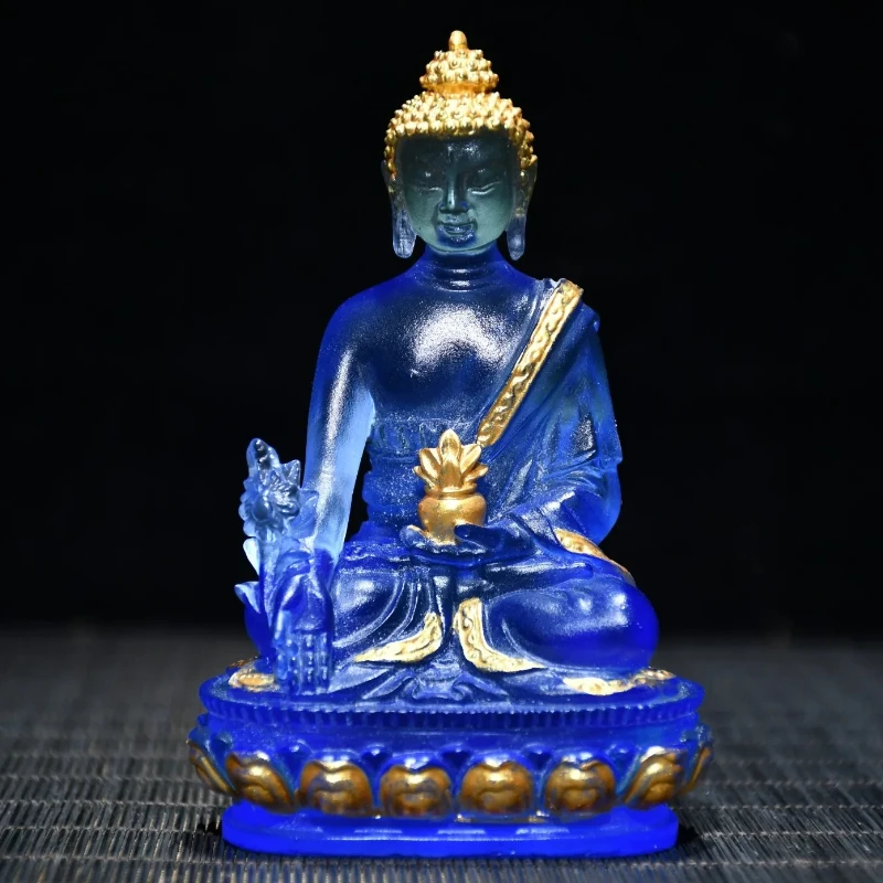1pcs-buddha-medicine-figure-statue-altar-buddhist-gilded-glass-fengshui