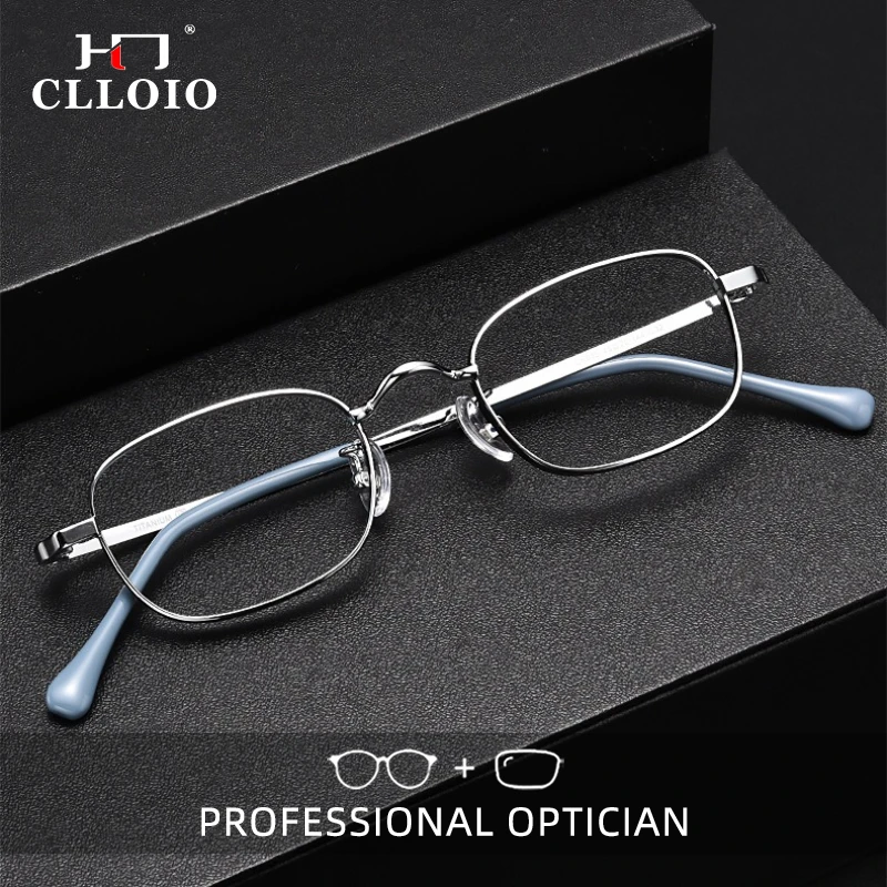 

CLLOIO Ultra Light Pure Titanium Myopia Glasses Men Women Anti Blue Light Square Frame Reading Glasses Prescription Eyeglasses