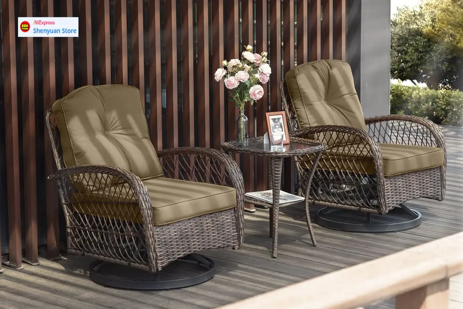 

BestsellerBestsellerCurated Wicker Patio Bistro Set with Rocking Chair, Cushions and Table 3 Pieces Patio Furniture Set, Outdoor