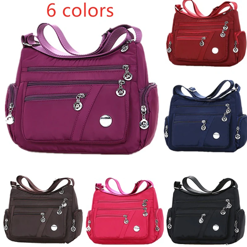 Saco De Nylon Impermeável Para Mulheres, Sacos Crossbody, Ombro Único, Multicolors, Moda