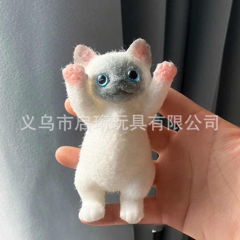 13CM Ultra Cute Fluffy Sticky Realistic Cat Toy for Stress Relief Simulation Kitten Squishy Plushie Squeeze Gift for Kids Adults