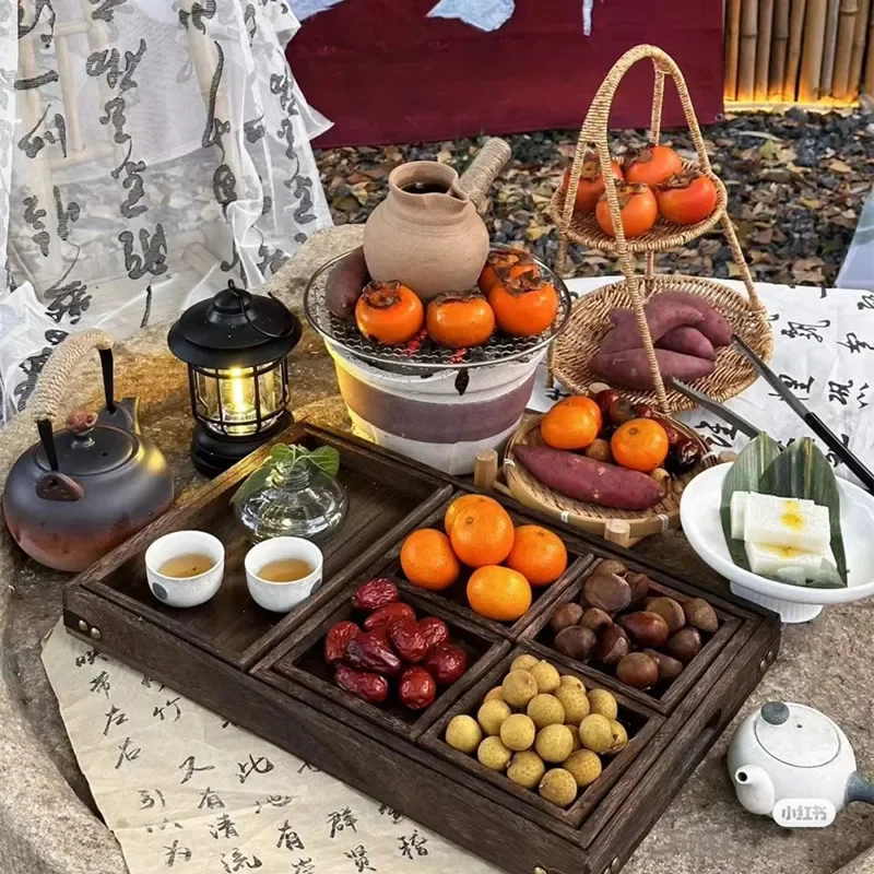 

Dry Fruit Plate Wood Tray Wooden Dessert Tray Trays to Serve Food Exquisite Afternoon Tea Set Serving Teaware Kitchen Dining Bar