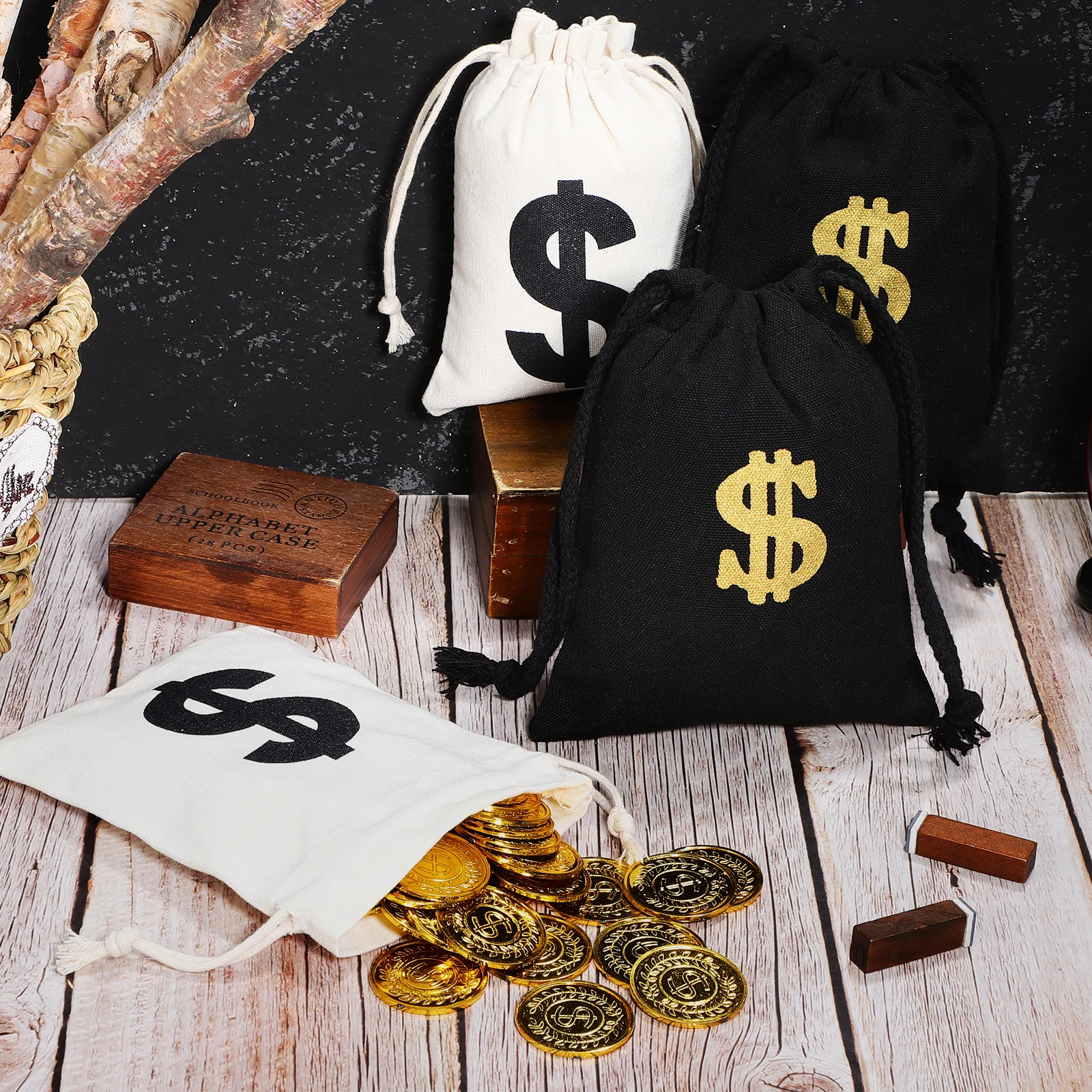 

8 Pcs Cotton Sack Bags with Drawstring Gift Pouch Money Candy Linen Party Favor