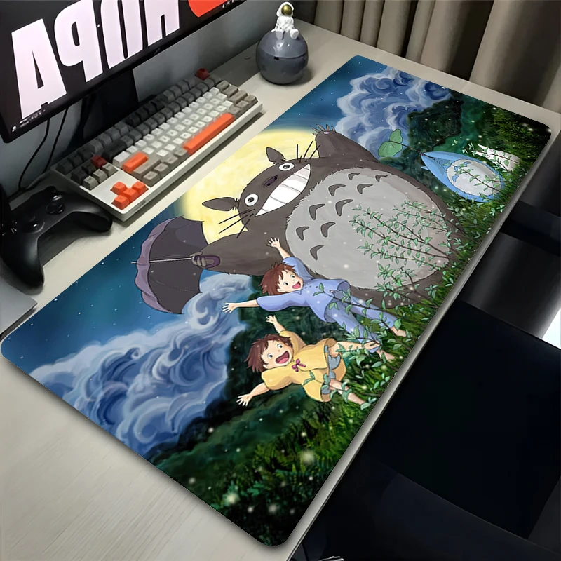 Mouse Pads Office Laptop Pink Sakura Cute Mousepad PC Japan Anime T-totoros Extended Desk Mat Gaming Accessories Keyboard Pad