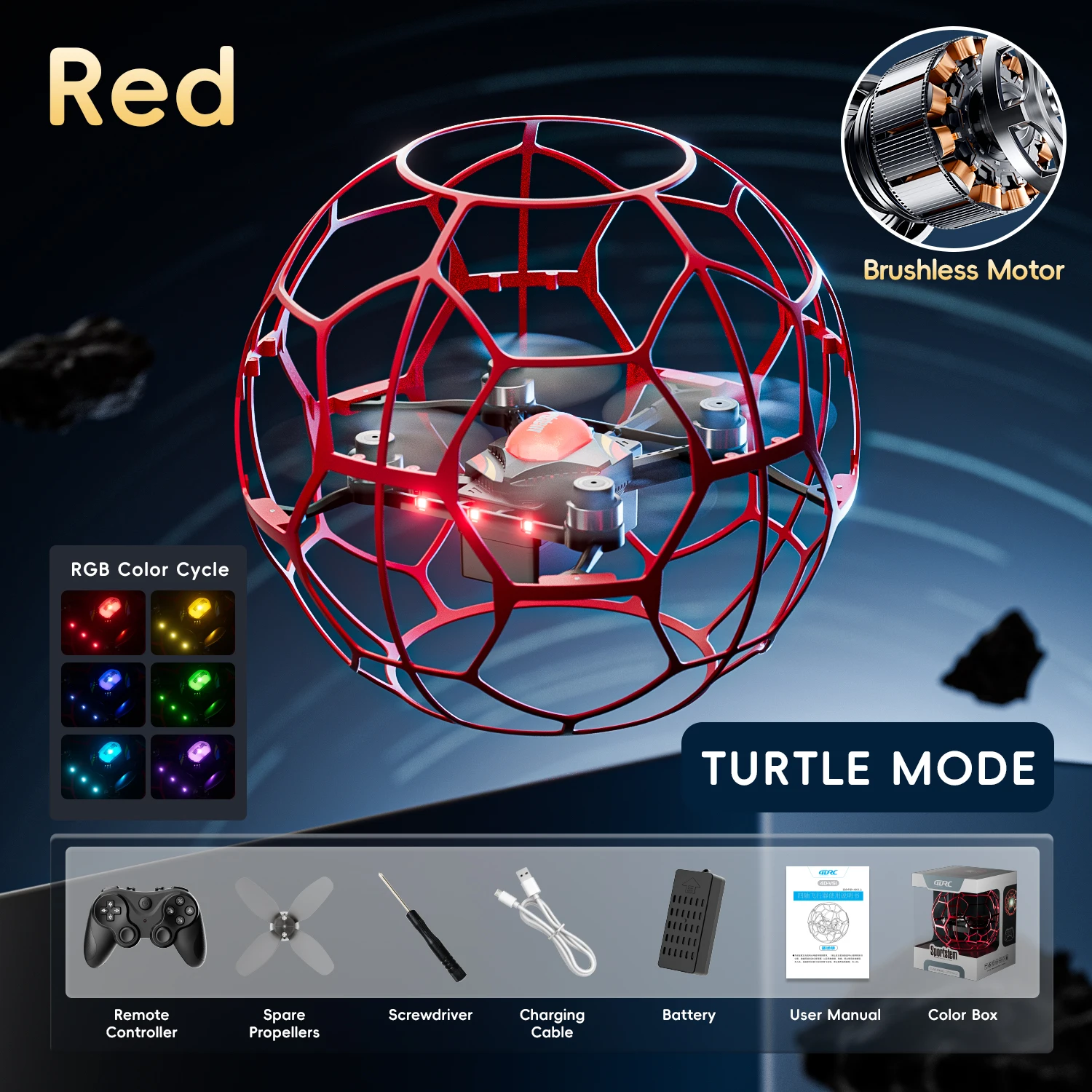 新型V51プロフェッショナルフットボールRCドローン、競技用WiFi Fpvヘリコプター、ブラシレス固定高度RCフライングボールおもちゃギフト、4DRC