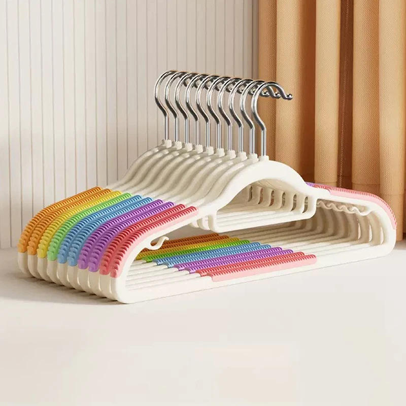 10pcs Plastic Hanger Non-marking Non-slip Hanger Protective Clothes Anti-shoulder Corner Drying Clothes, Hanging Clothes