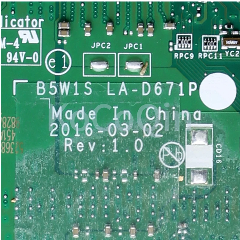 Imagem -05 - Placa-mãe do Portátil para Acer B5w1s La-d671p Es1572 4405u i3 i5 i7 6th Gen Nbgd01100 Nbgd011002 Testado Completo