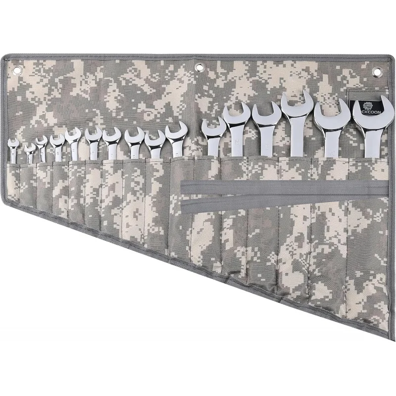 

16-карманный органайзер для рулонов гаечных ключей, свернутая сумка из ткани Оксфорд с защитой, легкий камуфляж