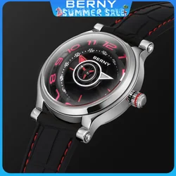 BERNY Men's Mechanical Watch Sapphire Miyota 8215 Multifunction Super Luminous Watch Compass Tire Dial Cool Play Men Wristwatch