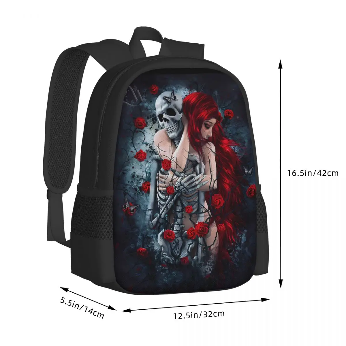 Skull Girl Day Dead Bride Dark Color Roses Travel Laptop Backpack, Business College School Computer Bag Gift for Men & Women