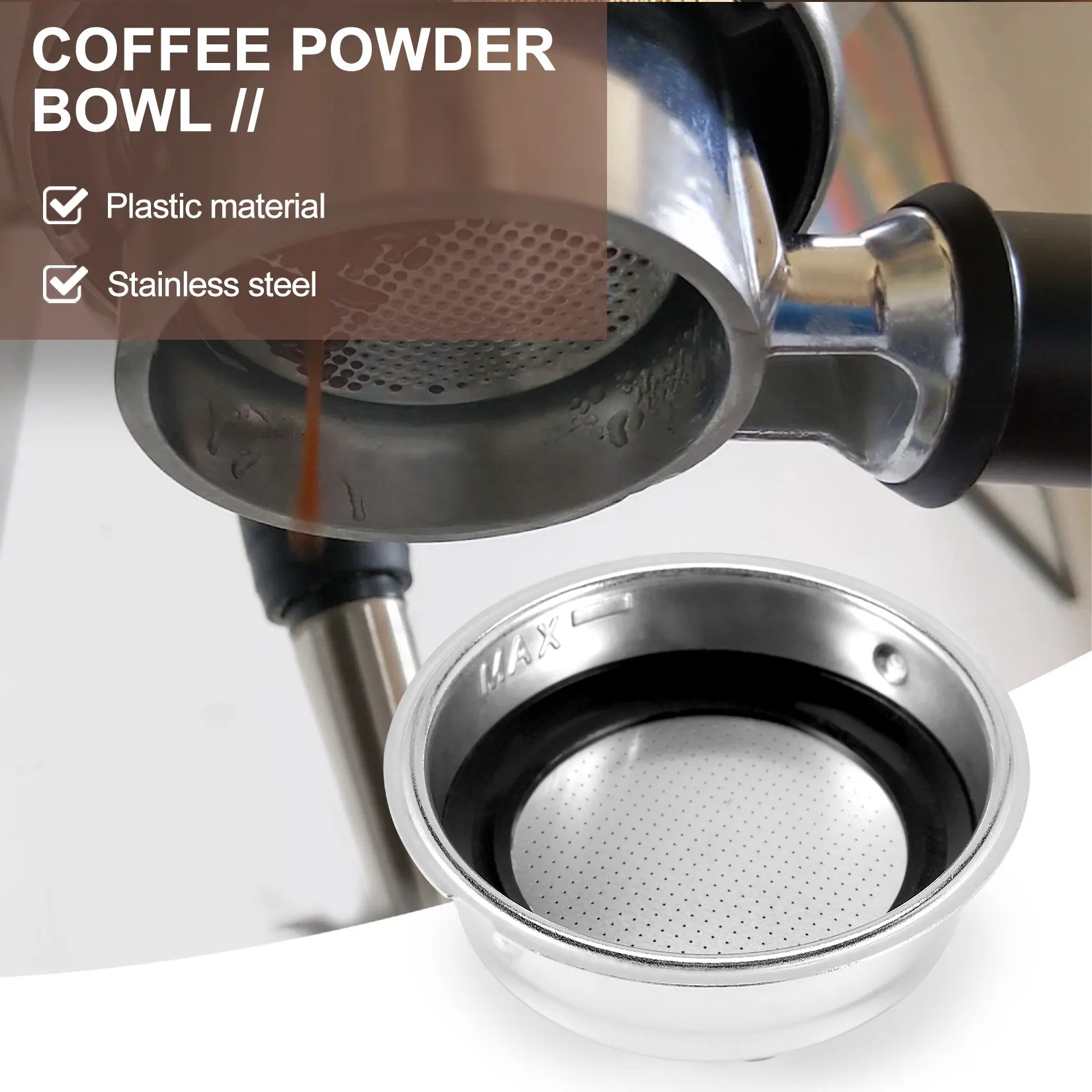 Friendly Detachable Stainless Steel Coffee Filter Basket Strainer Coffee Machine Accessories for Home Office(Single Cup)#ABGP
