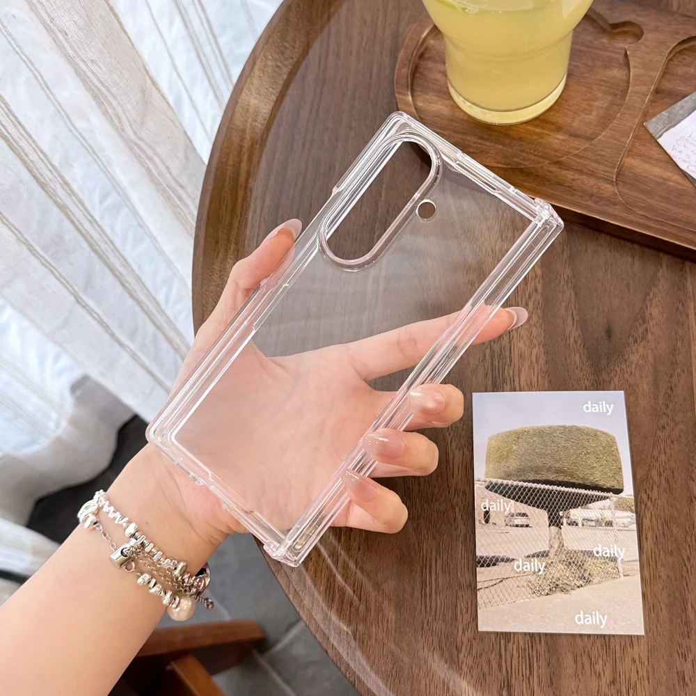 Transparent Hard PC Phone Case For Samsung Galaxy Z Fold & Z Flip 7 6 5 4 3 With Connection Hinge Protection Cover