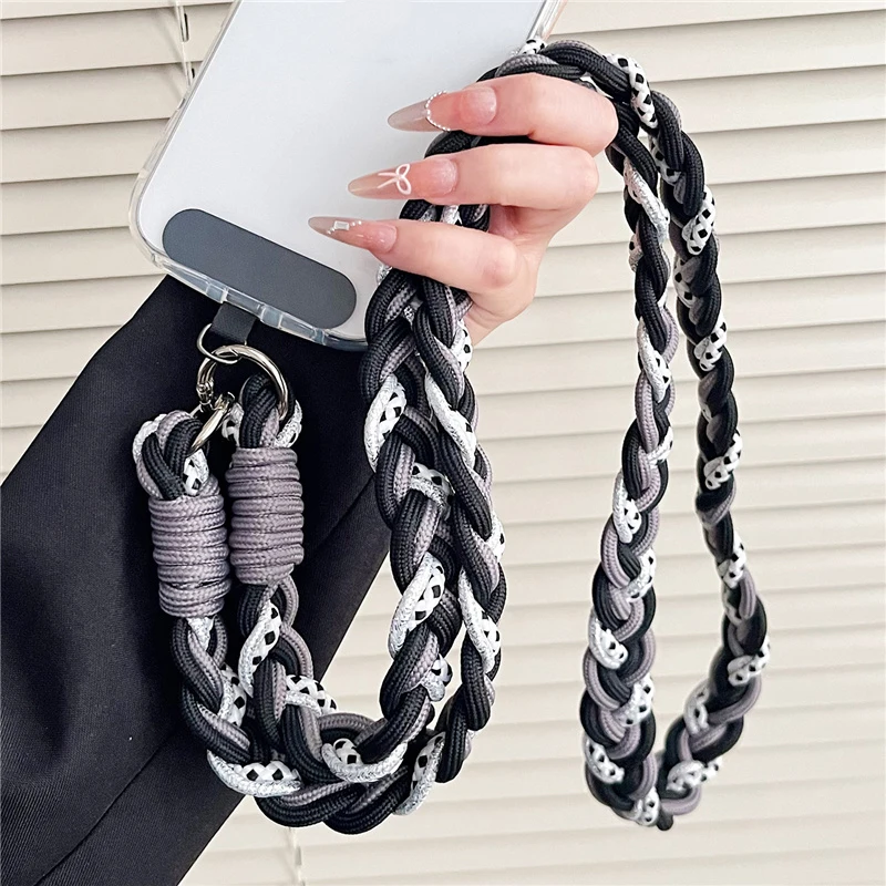 2,2 cm breites, dreisträngiges geflochtenes Handy-Lanyard, Kamera-Schlüsselanhänger, Anti-Verlust-Hängeseil, gewebter Crossbody-Handyriemen