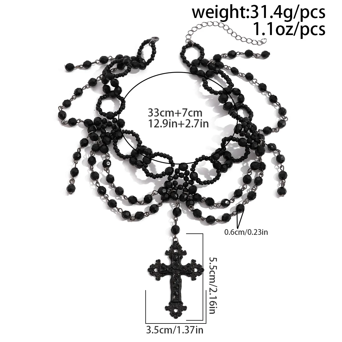 قلادة على شكل صليب يسوع على الطراز القوطي للهالوين للنساء