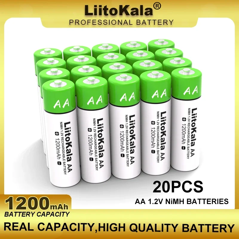 20PCS Liitokala New 1.2V AA 1200mAh Ni-MH Rechargeable Battery For Temperature Gun Remote Control Mouse Toy Batteries