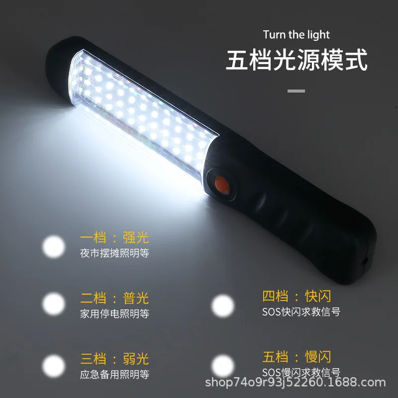 

Магнитный светодиодный рабочий фонарь с крючком, зарядка через USB, лампа для обслуживания автомобиля, кемпинговый киоск, ночной рынок, аварийное освещение, портативное освещение