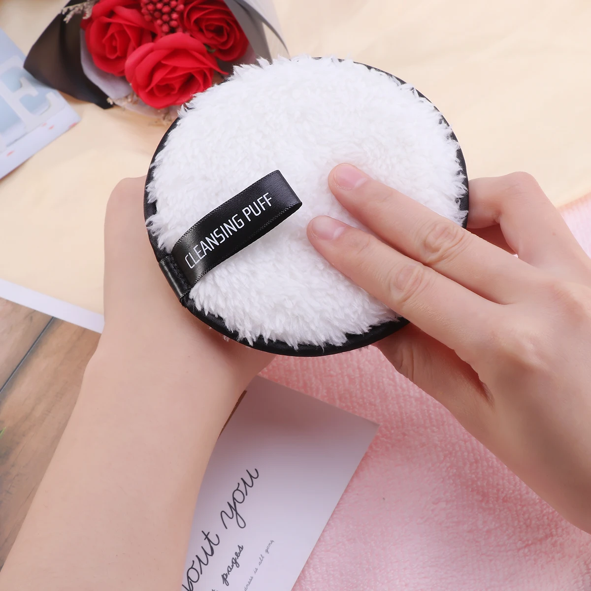 メイク落としパフ洗顔パッドソフトマイクロファイバー女性ハンドタオルバスクロスディープポア浄化再利用可能な