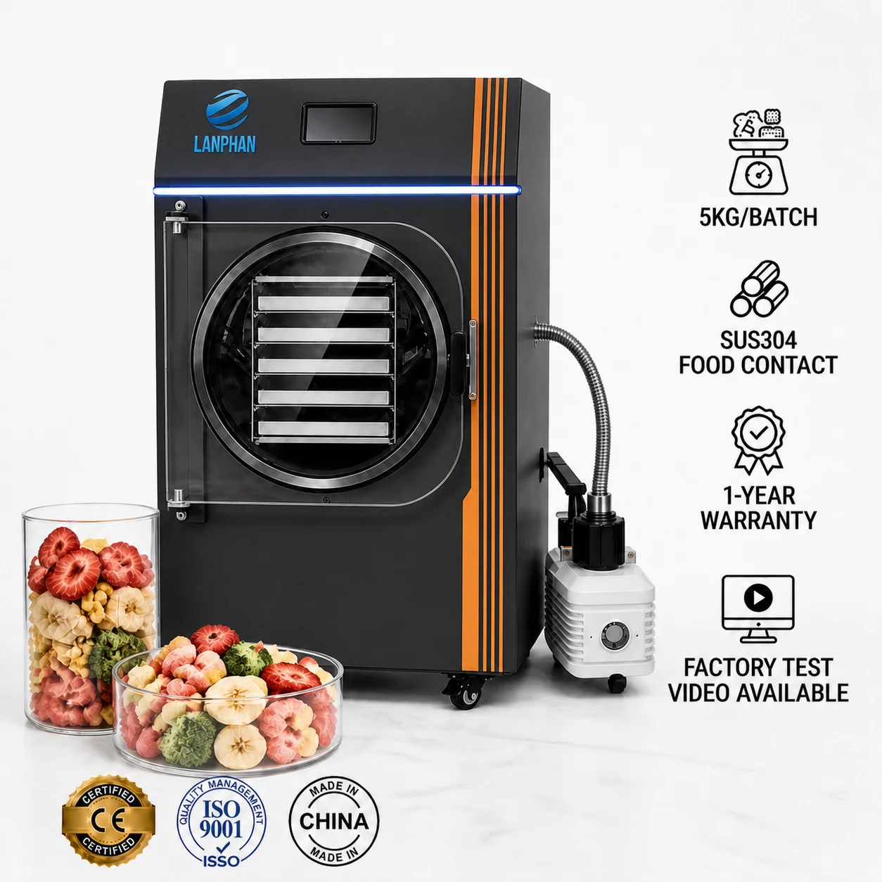 Home Food Freeze Dryer 4-6kg With Vacuum Pump For Fruit And Vegetable