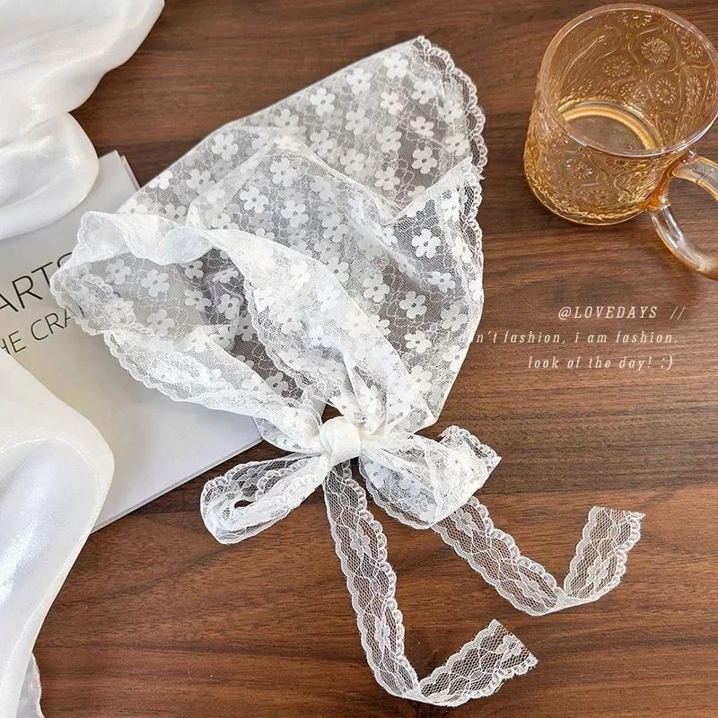 

Headscarf for Women Lace Women's Head Scarf Lace Hood Headscarf Cotton Hair Scarf Headwear Place Bandana Flower
