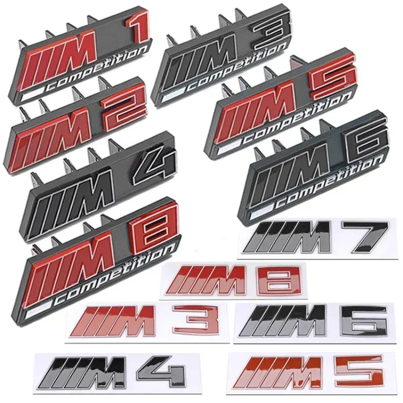 Black Red Car Front Grille Emblem Rear Stickers for M Power M1 M2 M4 M3 M5 M6 M7 M8 Competition Trunk Badge Modified Decoration