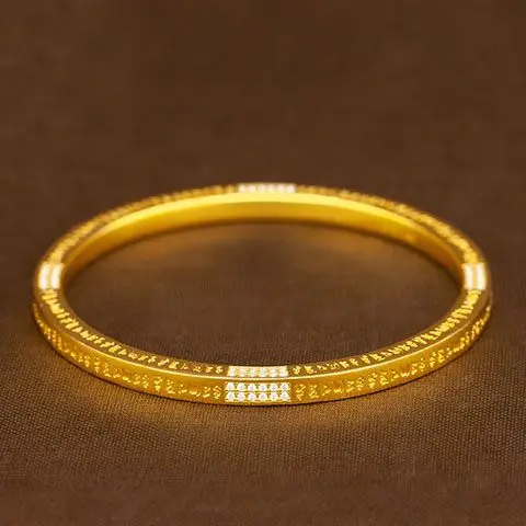 

Браслет-мантра из настоящего золота 24 карата с муассанитом, инкрустированный палочками для еды Sanskrit, золотой браслет au999, древний метод, свет, роскошь gi