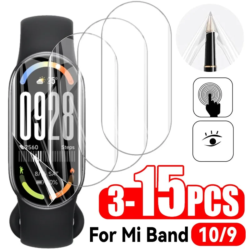 

Anti-Scratch Protector for Xiaomi Mi Band10 9 Screen Protector Full Cover HD Clear Soft Hydrogel Film for Mi Band 10 Band9 Film
