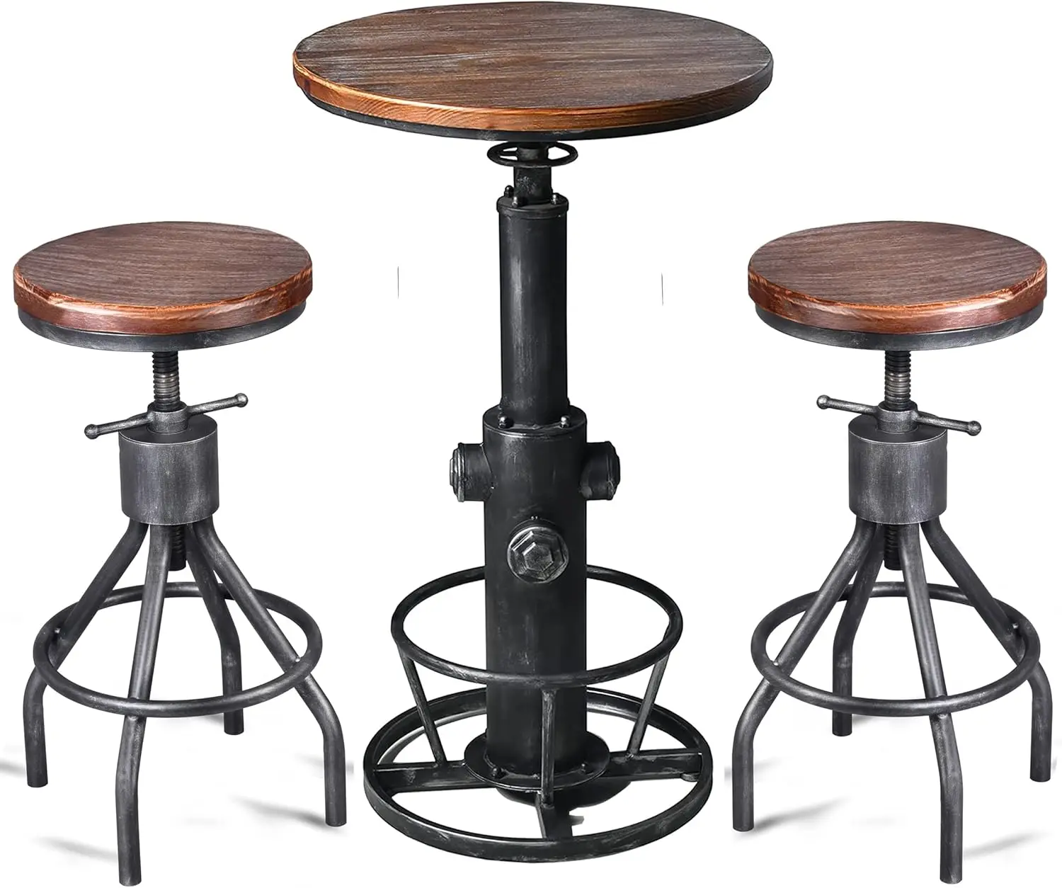 Lokkhan-Bar Mesa Set with Backless Stools for Pub, Cozinha, Jantar, Living, Festa, Bistrô, 2, 3 PCs, 38, 6-48, 4 polegadas, 24-30 polegadas