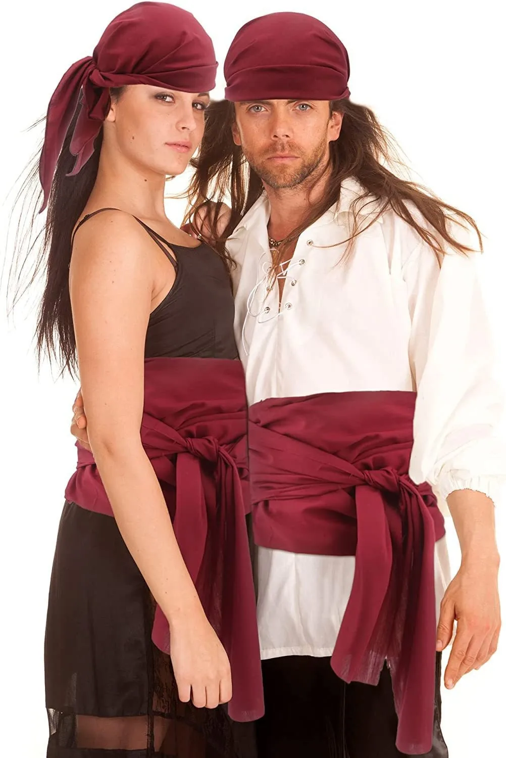 Halloween Pirate Costume Medieval Renaissance Linen Pirate Turban and Girdle Costume Belt Accessories