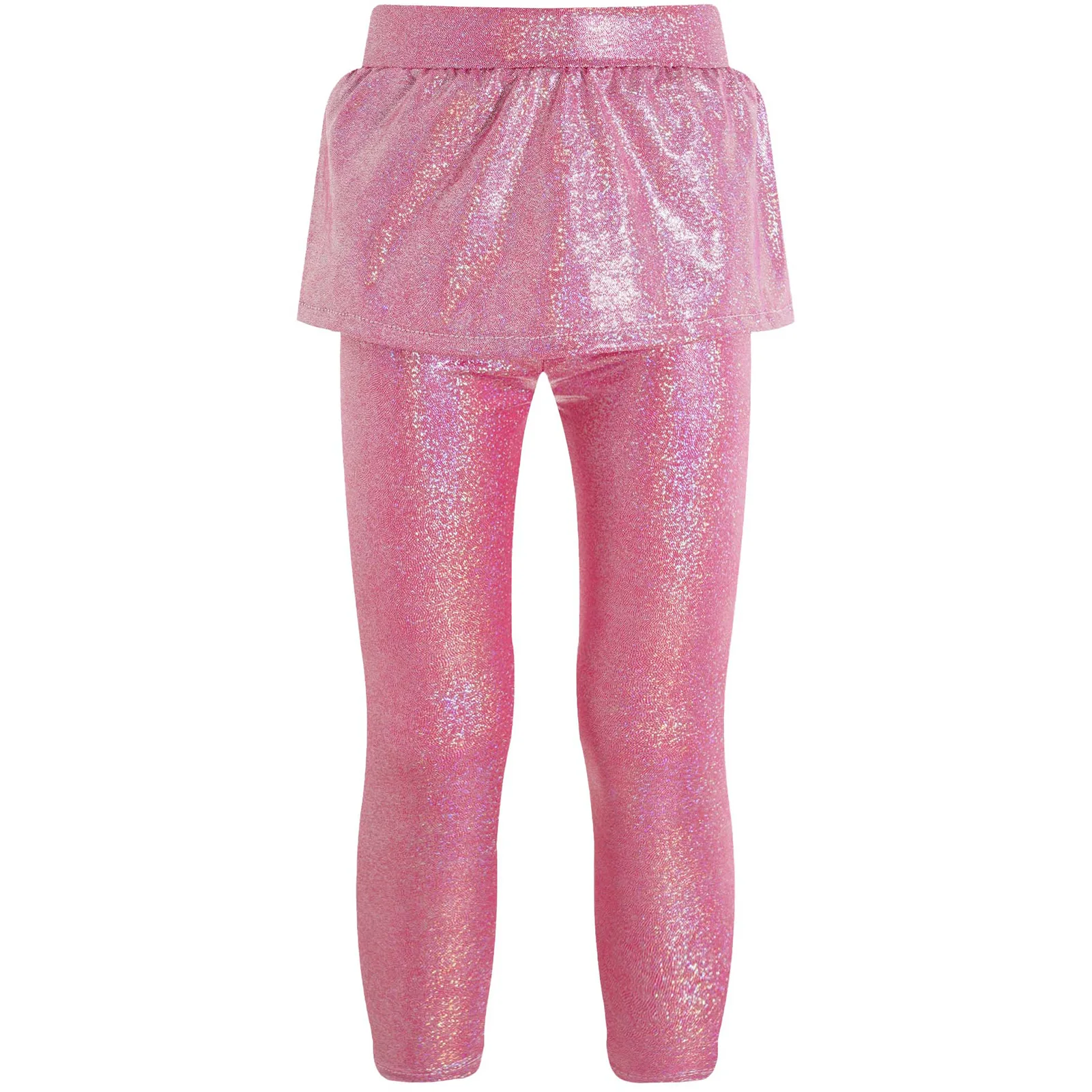 Kinder Mädchen Metallic glänzende Rock Leggings Hosenrock Mode Kinder Hosen Cheerleading Tanz Bühnenkostüm