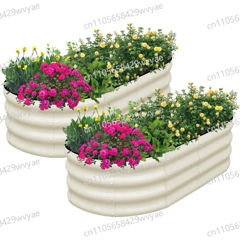 Multi Colored Garden Bed Metal Plate, Oval Galvanized Steel Plate of Various Sizes, Outdoor Gardening Large Planting Box