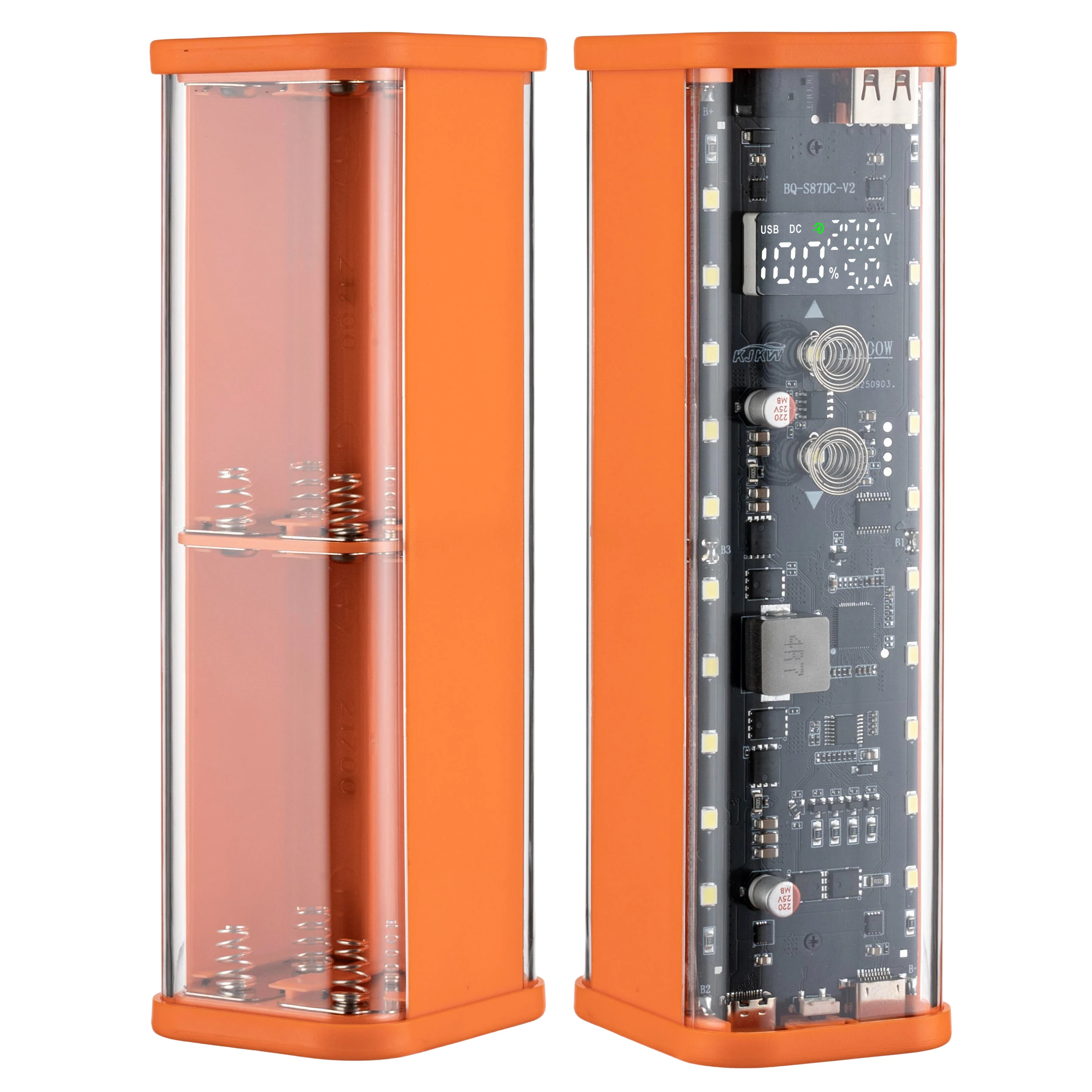 PD 100W Superschnelles Laden 8-Zellen 21700 Batteriehalter Transparentes Powerbank-Gehäuse-Kit mit Touch-Steuerung und DC-Spannungsregelung – Detail 9