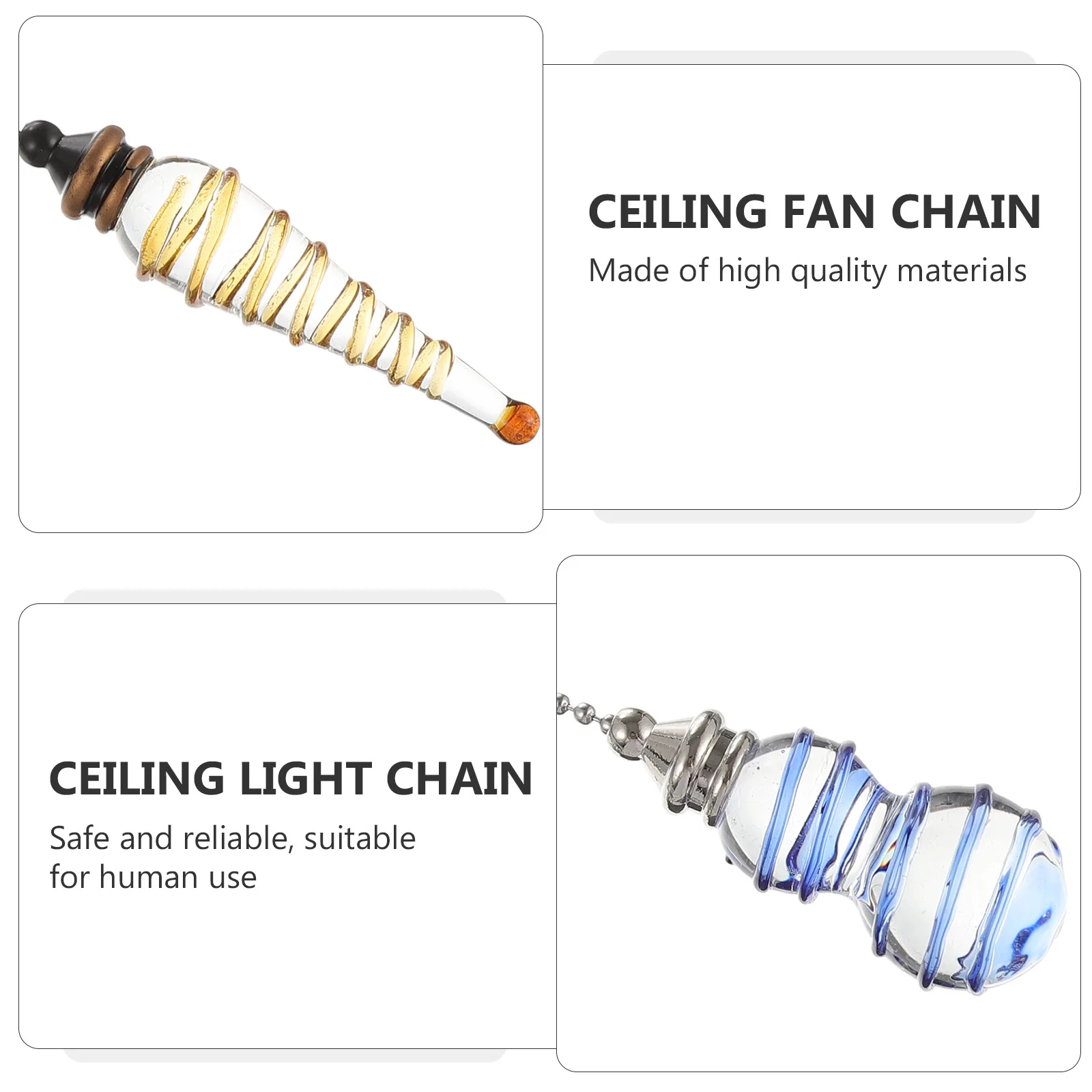 

2Pcs Crystal Hanging Pendant Elegant Design Ceiling Fan Chain Decorative Lamp Pull Chain Decorative Lamp Pendants