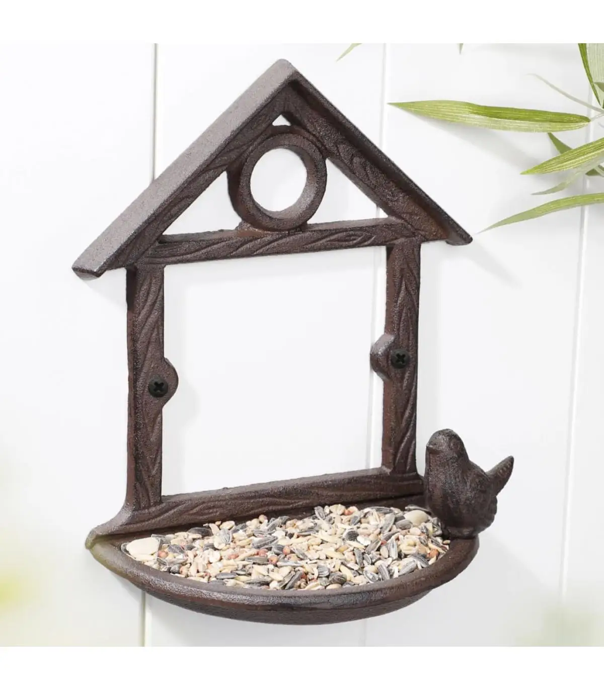 Bird feeders HI bird feeder hanging house shape Brown 18 cm