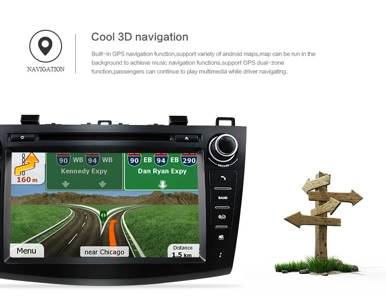 Newest 3G/4G WiFi 8 inch 2 Din Touch Screen Quad Cord Android 5.1 Stereo Car Audio DVD Player For New Maz da 3 ( 2011-2016 )