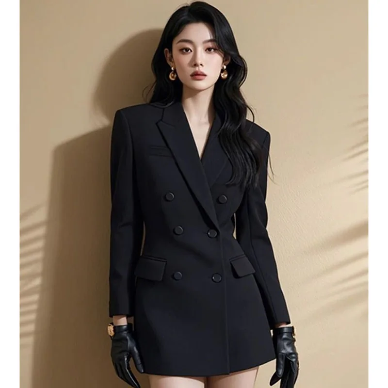 

Женские новые топы средней длины, пальто, весенне-осенний женский модный пиджак с длинными рукавами, корейский женский однотонный пиджак, верхняя одежда