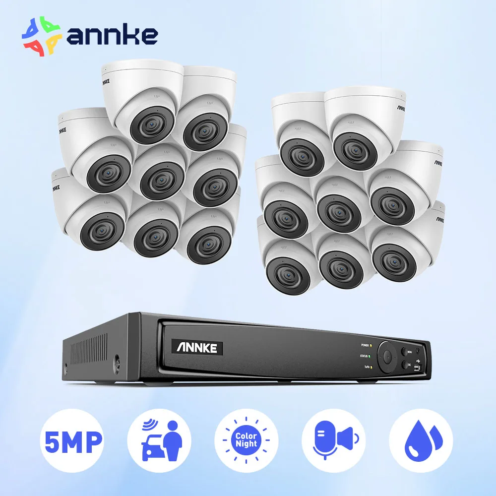 

ANNKE 5MP POE Video Surveillance System 16CH H.265+ NVR 5MP Security Cameras CCTV Kit Audio Recording outdoor camera set kit